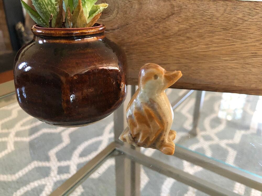 Vintage Hand Carved Marble Penguin Figurine Small Italian Onyx